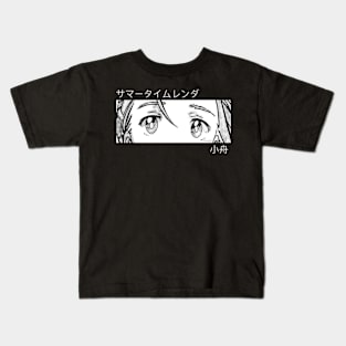 Ushio Kofune from Summertime Render or Summer Time Rendering Anime Girl Character in Aesthetic Pop Culture Art with Her Awesome Japanese Kanji Name Kids T-Shirt